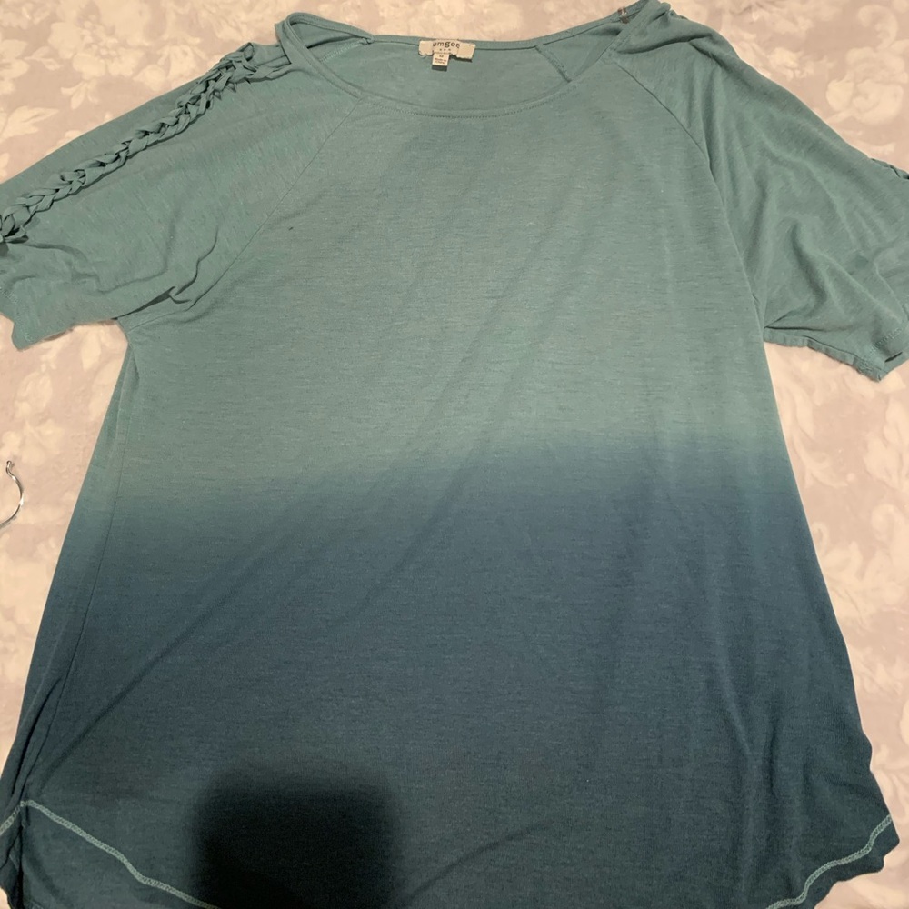 ombré blue slit shirt